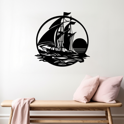 SAILING SCHOONER - METAL WALL ART