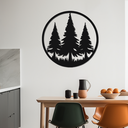 THREE LONE PINES - METAL WALL ART