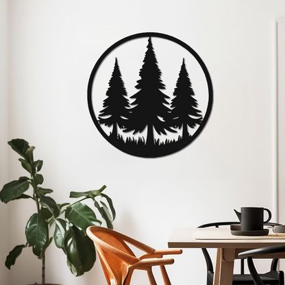 THREE LONE PINES - METAL WALL ART