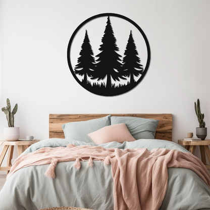 THREE LONE PINES - METAL WALL ART