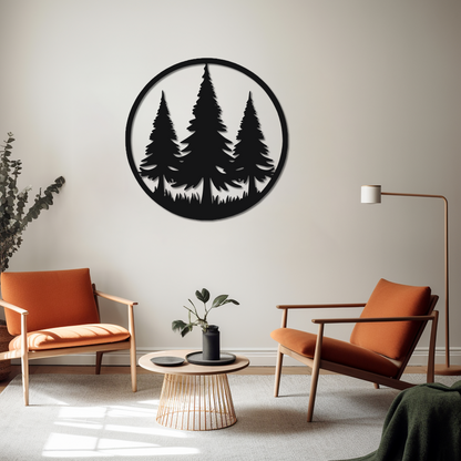 THREE LONE PINES - METAL WALL ART