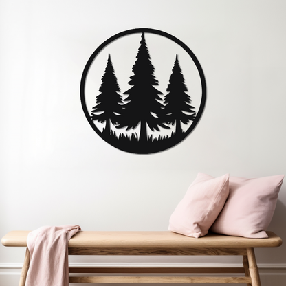 THREE LONE PINES - METAL WALL ART